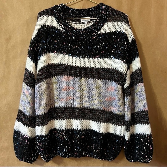 Heartloom Evereve Mariah Pullover Textured Stripe Oversized Knit Sweater Size S - Picture 1 of 12